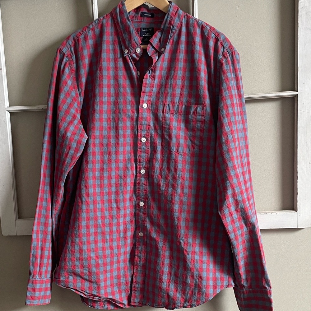 J. Crew Red and Blue Checked Button-Down Shirt